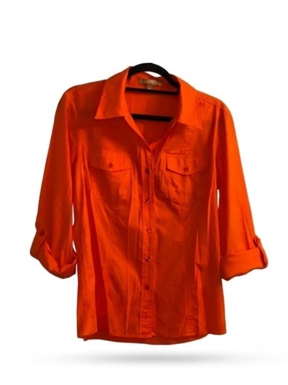 NWT Ellen Tracy Vibrant Orange Button-Down Shirt